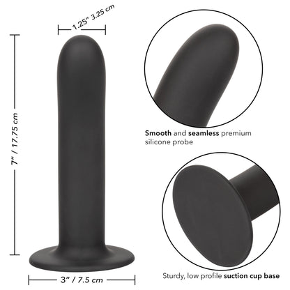 CalExotics Boundless 7 Inch Smooth Probe – Black – Hypoallergenic Silicone with Suction Cup
