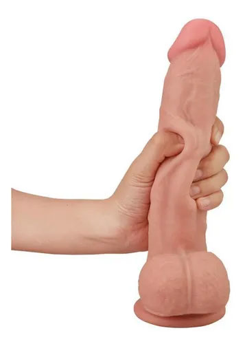 Real Skin 9" Dual Layer Dildo - Beige - Bendable and Realistic
