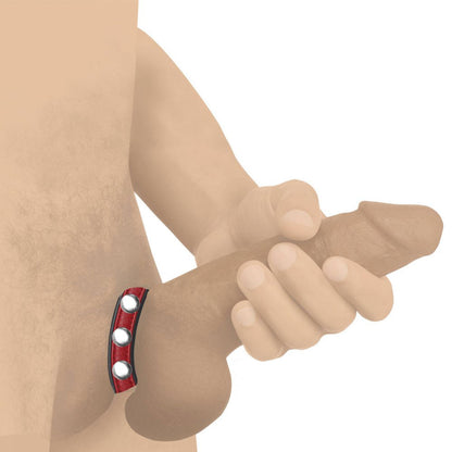 XR Brands Cock Gear Leather Speed Snap Cock Ring – Red