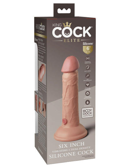Pipedream King Cock Elite 6 Inch Vibrating Silicone Dual Density Cock - Beige