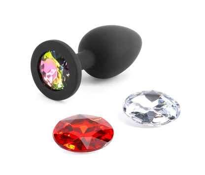 Glams Xchange Round Small Accessory with Interchangeable Gems - Black