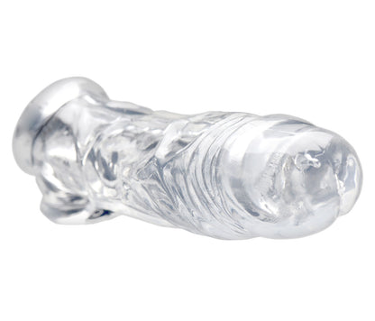 XR Brands Realistic Clear Penis Enhancer and Ball Stretcher – Clear