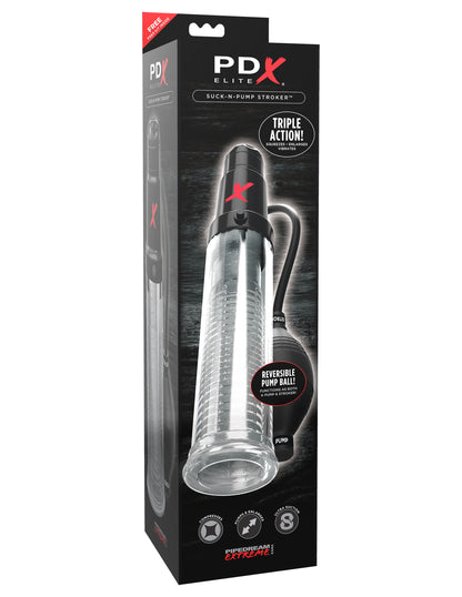 Pipedream PDX Elite Suck-N-Pump Stroker - Multi-Function Erection Pump and Masturbation Stroker - Black