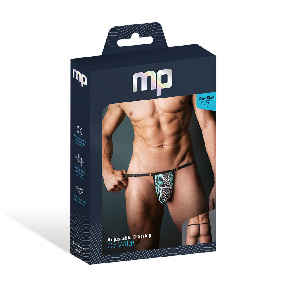 Male Power Go Wild Adjustable G-String – Multi Animal