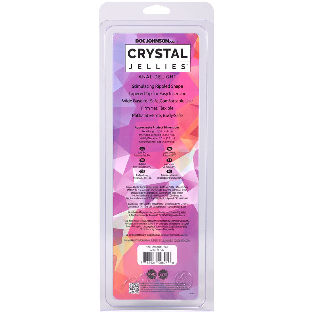 Doc Johnson Crystal Jellies Anal Delight - Graduated Anal Plug - Teal