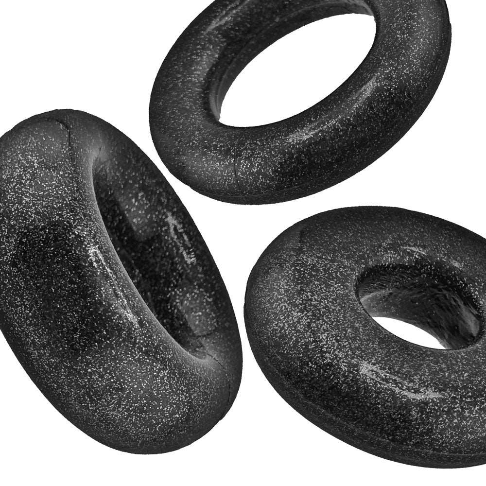 Oxballs Cockpack Multi Design 3 Pack Cockrings - Black Mica