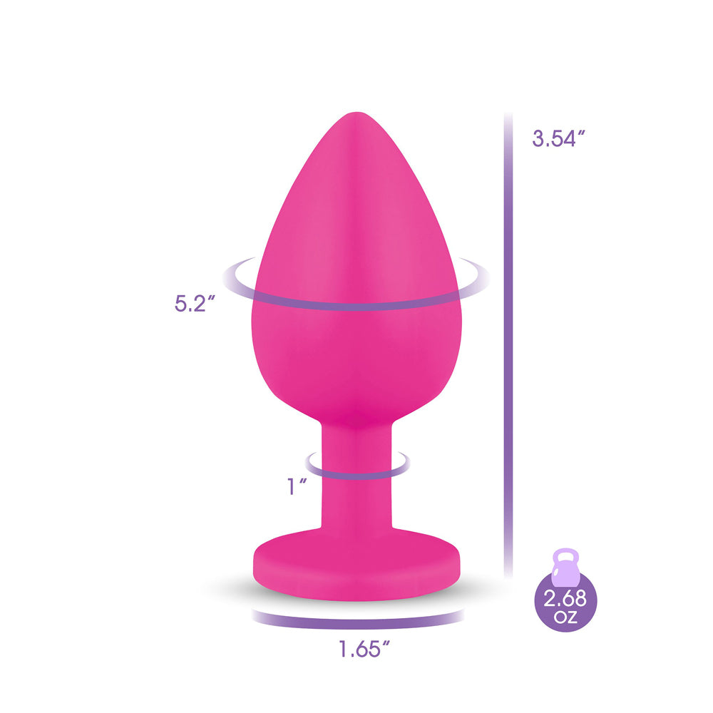 Gemma Purple Gem Pink Silicone Plug - Large - Tapered Teardrop Shaped with Flared Base