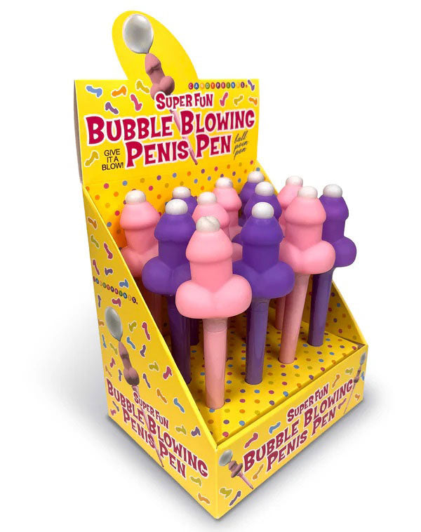 Little Genie Super Fun Penis Bubble Blowing Pen Display – Pink and Purple