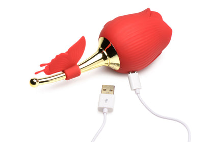 Bloomgasm Flutter Rose Sucking Rose with Butterfly Teaser – Red