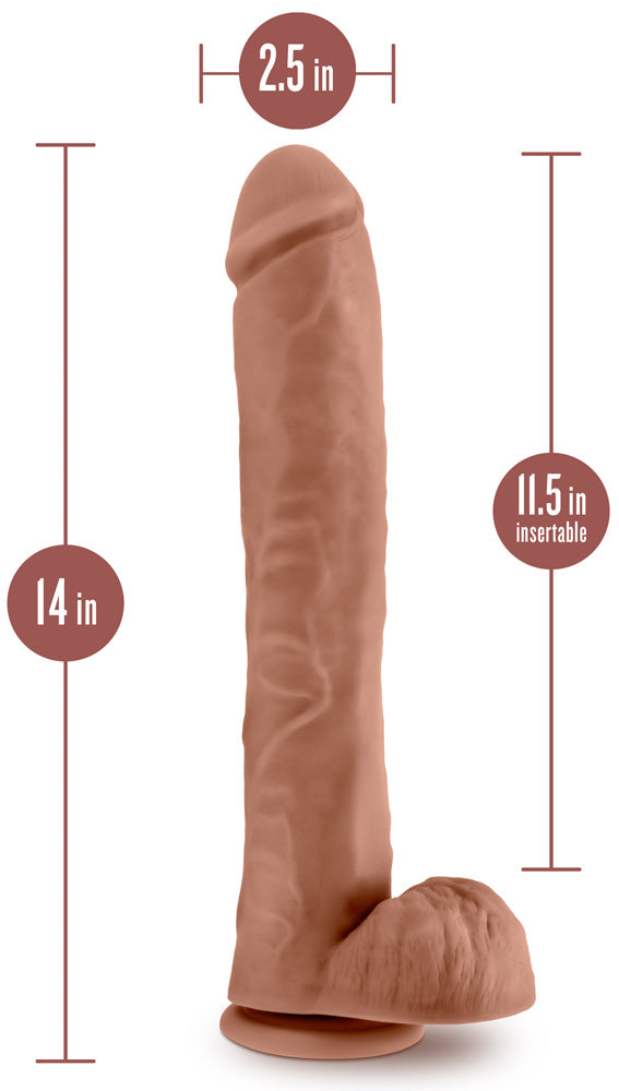 Au Naturel Daddy 14-Inch Dildo with Realistic Texture and Suction Cup - Mocha
