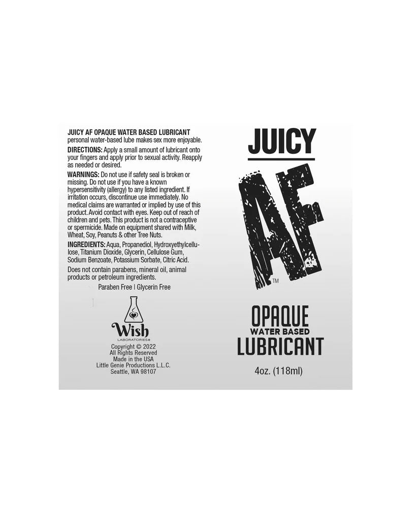 Juicy AF Water-Based Creamy Lubricant - 4 Oz - White Opaque