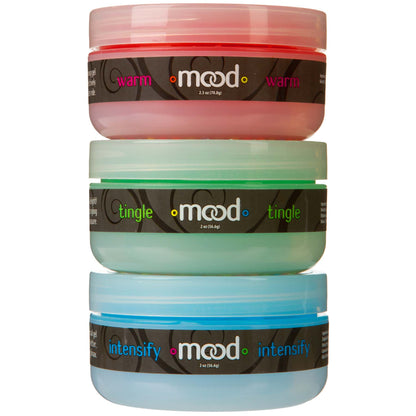 Doc Johnson Mood Arousal Gels - 3-Pack of Flavored Gels for Foreplay - Warm, Tingle, Intensify
