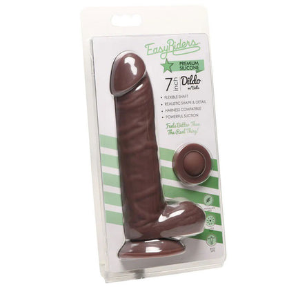 Curve Toys Easy Riders 7" Silicone Dildo with Balls - Dark Brown