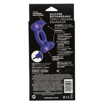 CalExotics Silicone Rechargeable Triple Orgasm Enhancer - Purple