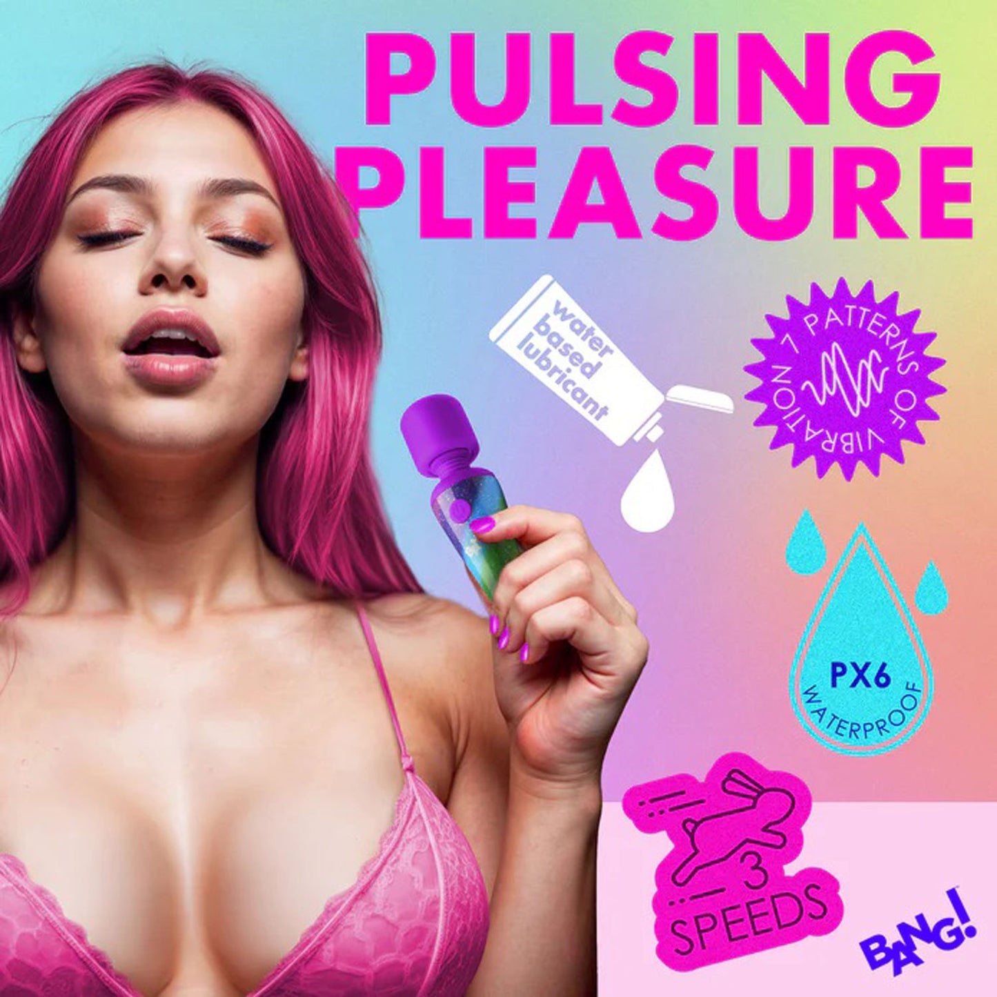 XR Brands Rainbow Mini Wand Vibrator - Multi-Speed, Rechargeable