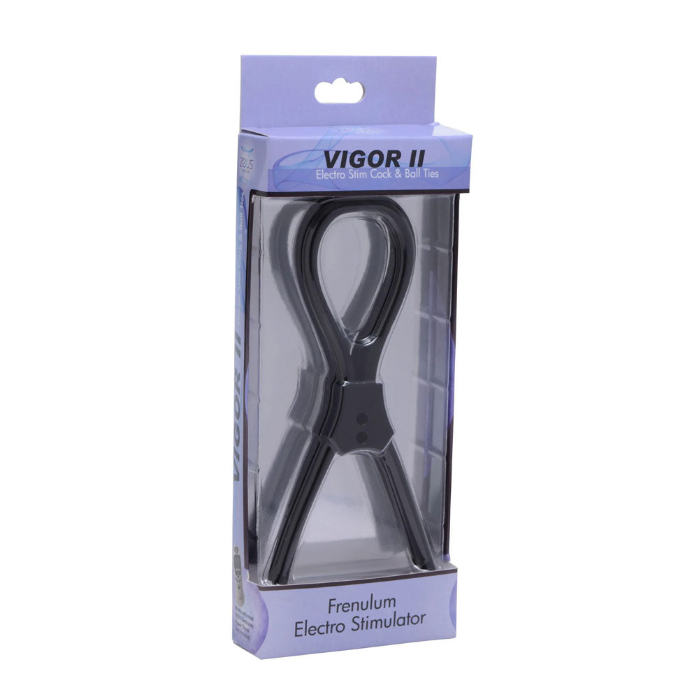 Vigor II Electro Stim Cock and Balls Ties – Adjustable Black Stimulation Accessory
