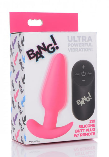 XR Brands 21X Remote Control Vibrating Silicone Butt Plug - Pink