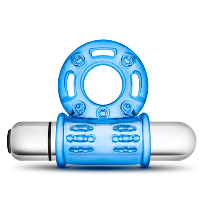 Blush Stay Hard 10 Function Vibrating Bull Ring - Blue
