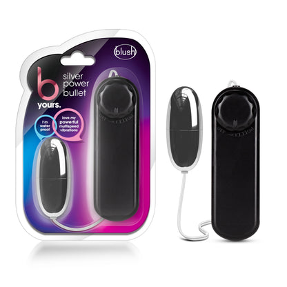 Blush Novelties Silver Power Bullet - Multi-Speed Vibrating Bullet - Black