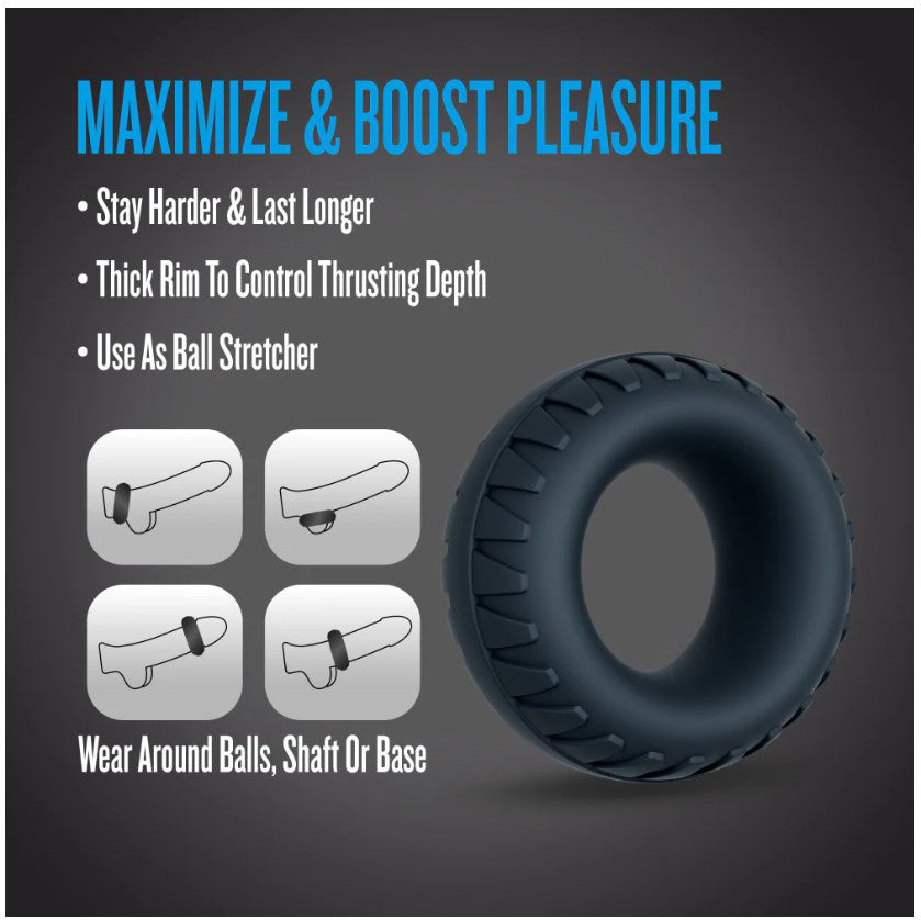 Blush Performance Plus Traction Platinum-Cured Liquid Silicone Cock Ring – Black