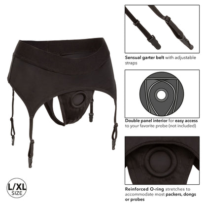 CalExotics Boundless Thong with Garter - Harness Design - Black