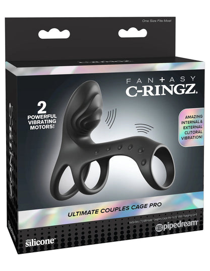Pipedream Ultimate Couples Cage Pro Dual-Motor Cock Ring – Black