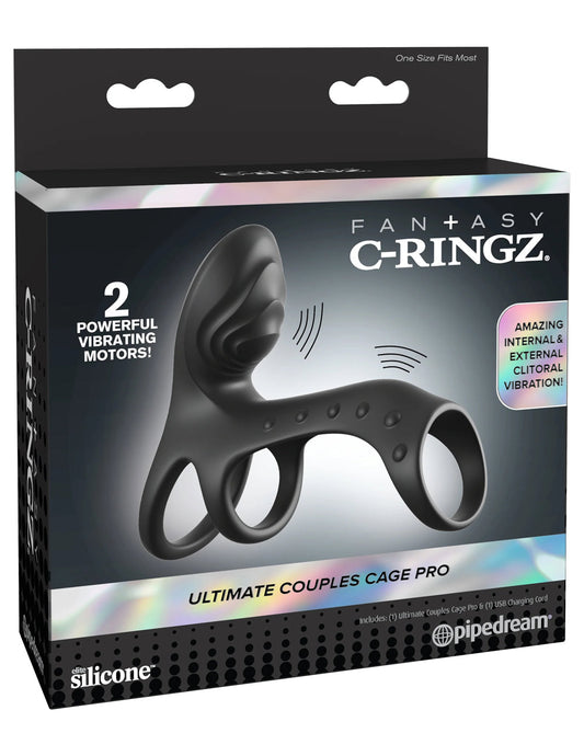 Pipedream Ultimate Couples Cage Pro Dual-Motor Cock Ring – Black