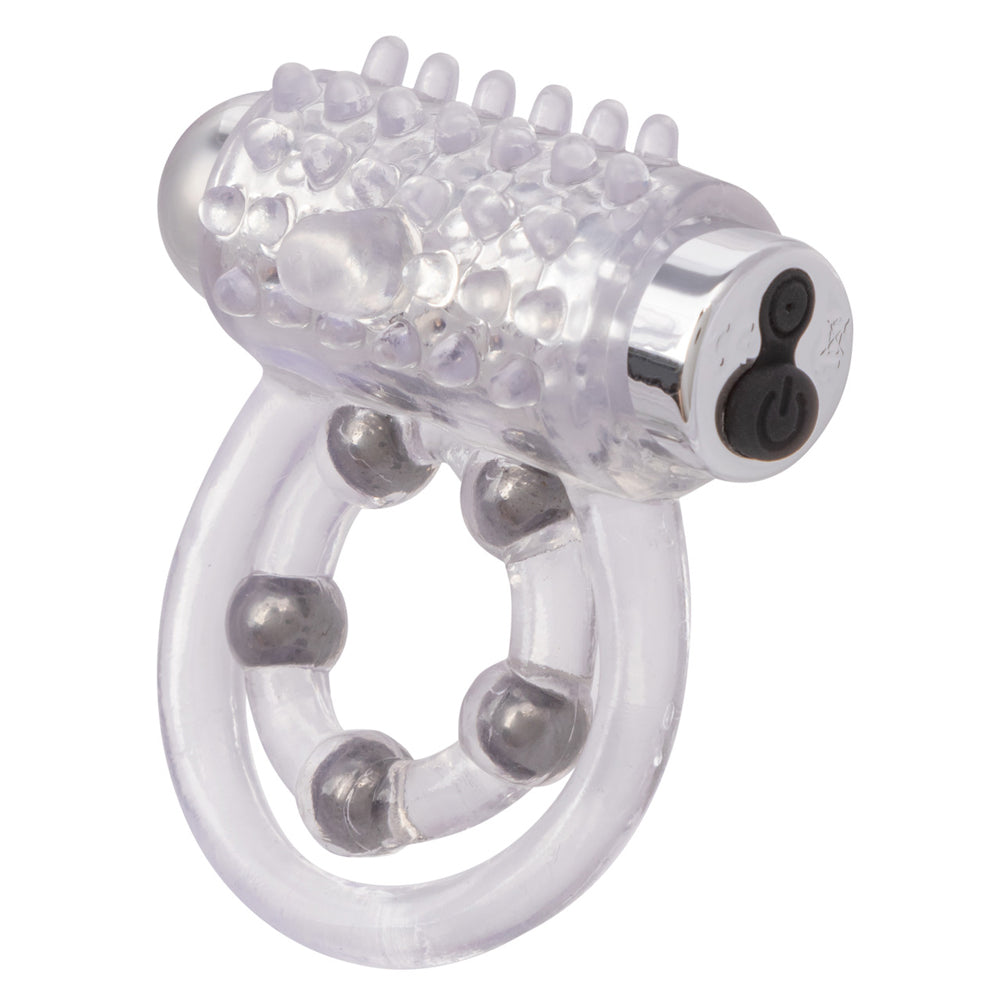 CalExotics Maximus Enhancement Ring with Stroker Beads – Clear
