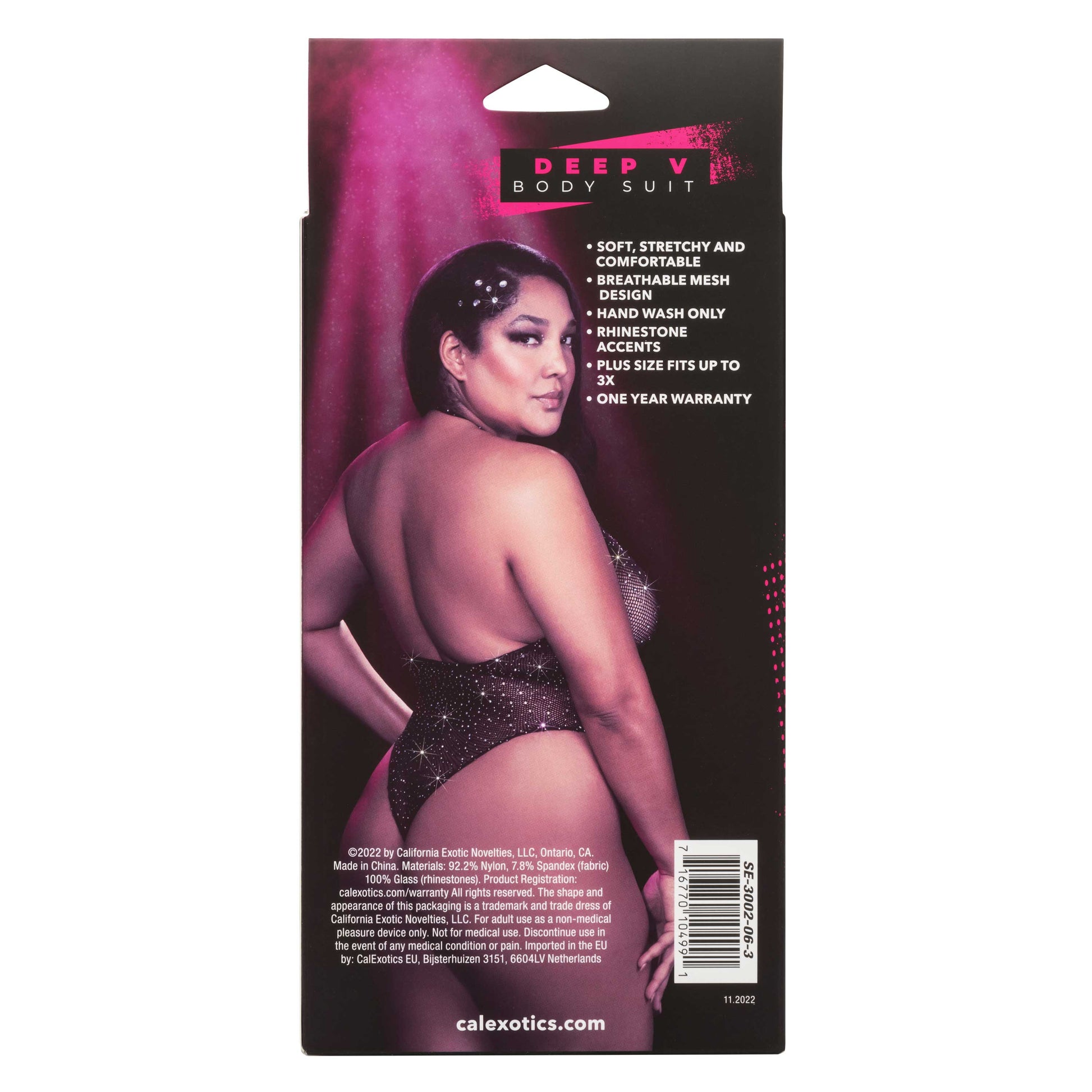 CalExotics Radiance Plus Size Deep V Body Suit – Black