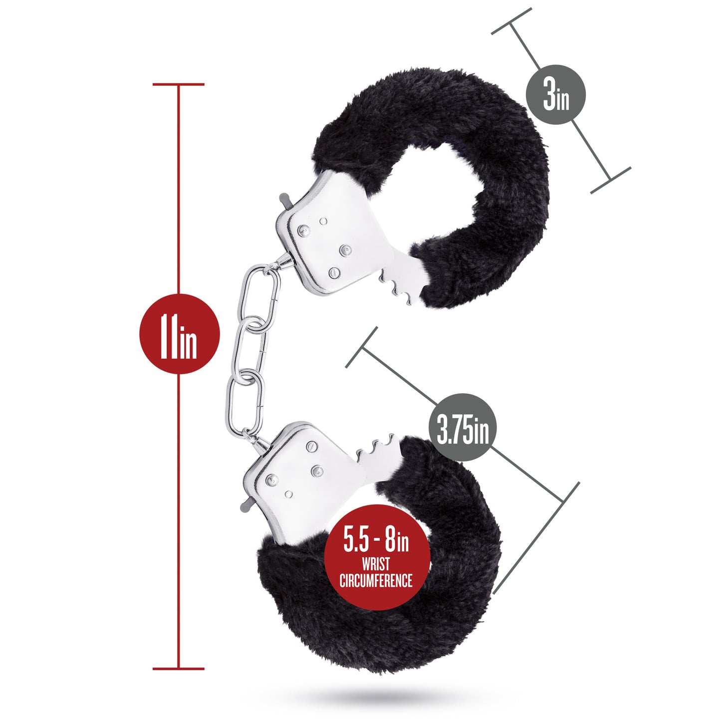 Blush Temptasia Cuffs - Adjustable Black Stainless Steel Cuffs with Safety Release Levers