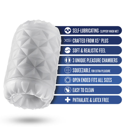 Blush Rize Reakt Self-Lubricating Stroker - White - 3 Pleasure Chambers