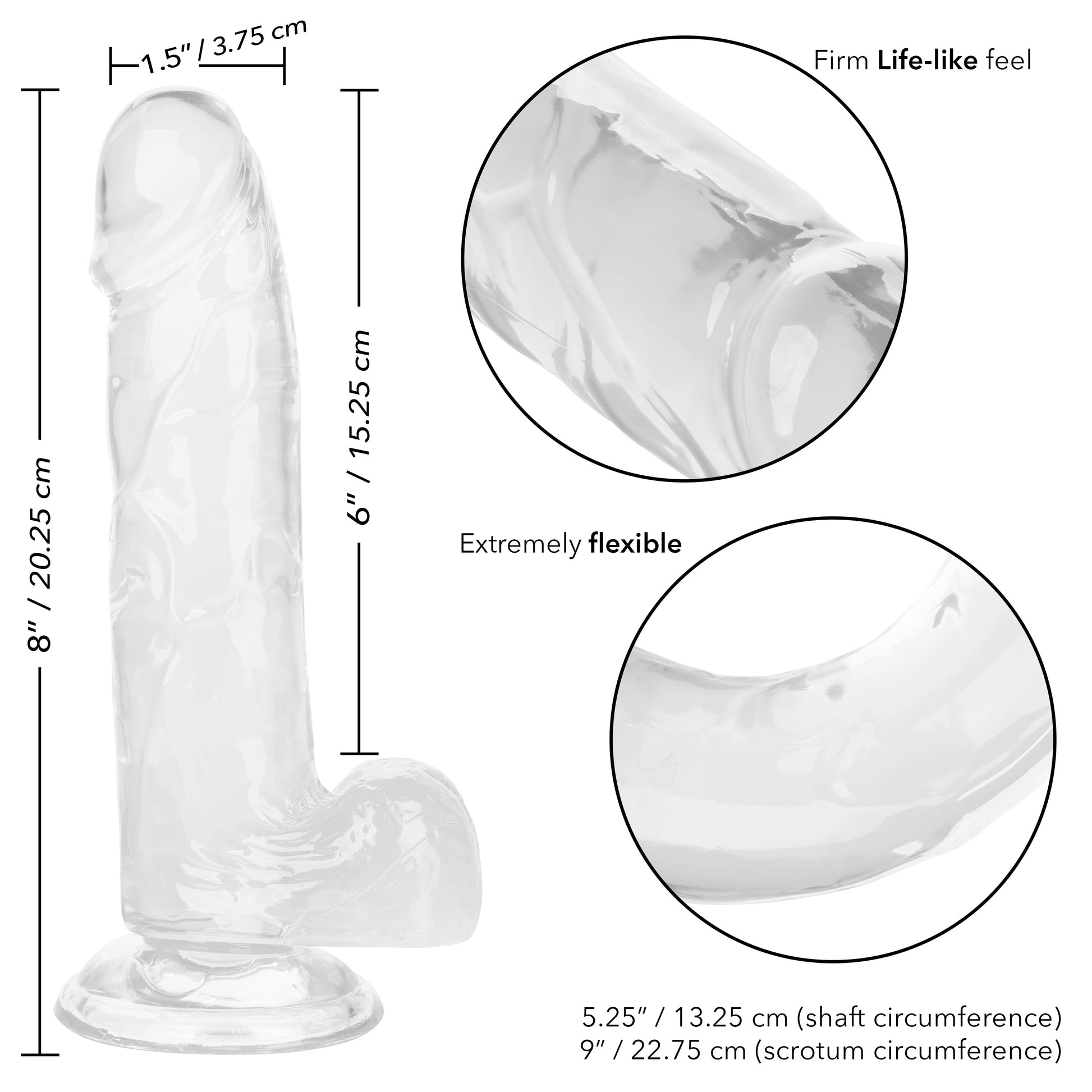 CalExotics 6-Inch Size Queen Realistic Dildo with Suction Cup - Clear