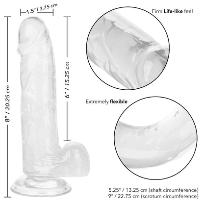 CalExotics 6-Inch Size Queen Realistic Dildo with Suction Cup - Clear