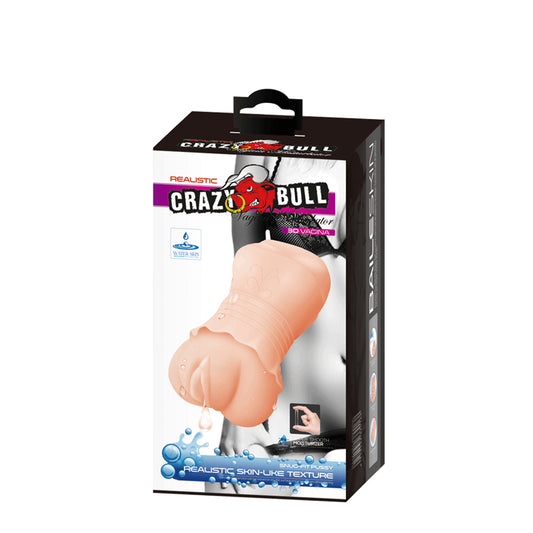 Pretty Love Crazy Bull No Lube Masturbator Sleeve - Realistic Pussy - Beige