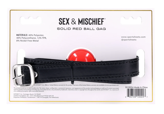 Sportsheets Solid Ball Gag - Red - 2 Inch Diameter