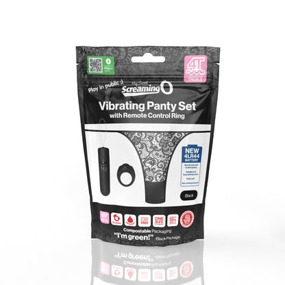 Screaming O 4t Vibrating Panty Set with Remote Control Ring - Black