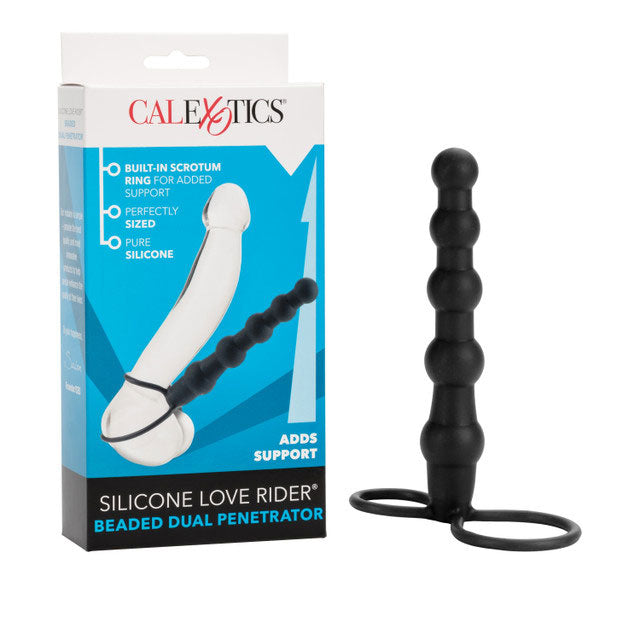 CalExotics Silicone Love Rider Beaded Dual Penetrator – Black