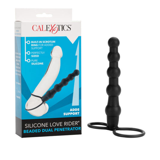 Silicone Love Rider Beaded Dual Penetrator - Black