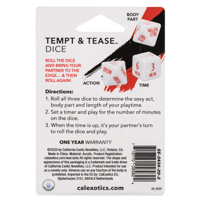 CalExotics Tempt & Tease Dice Game – Multi Color, Waterproof