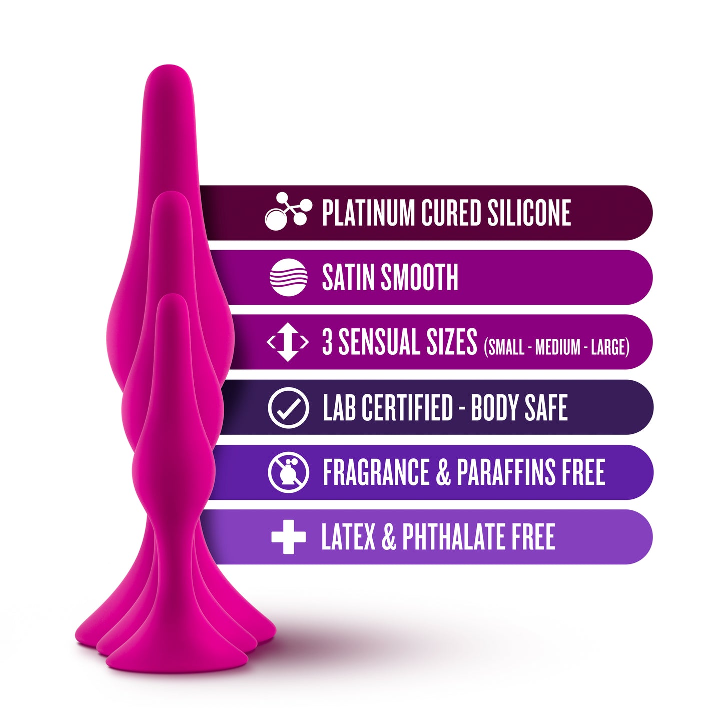 Blush Luxe Beginner Plug Kit – Pink – Three Graduated Sizes
