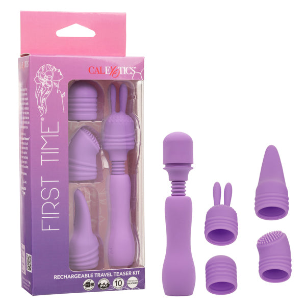 CalExotics First Time Rechargeable Travel Teaser Kit – Multi-Function Massager – Purple
