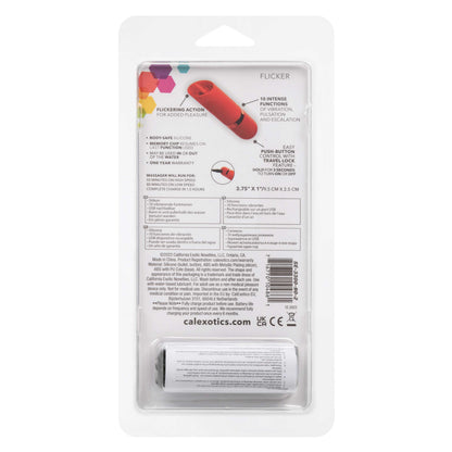 CalExotics Kyst Flicker Mini Massager – Red – 10-Function Rechargeable Silicone Bullet