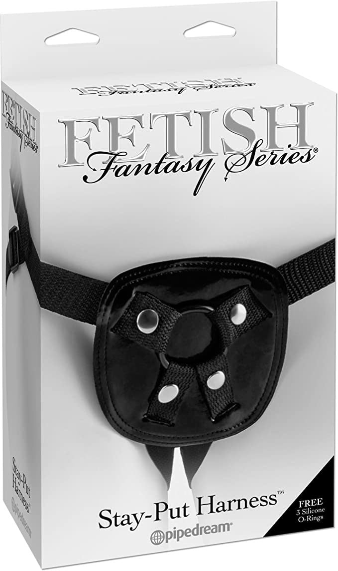 Pipedream Fetish Fantasy Series Stay-Put Harness - Black - Adjustable with Silicone O-Rings