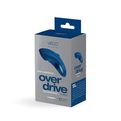 VeDO Over Drive Plus Rechargeable Cock Ring - Blue - 10 Vibration Modes