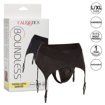 CalExotics Boundless Thong with Garter - Harness Design - Black