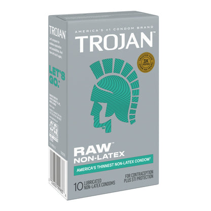 Trojan Raw Non-Latex Condoms – Ultra-Thin Polyurethane – 10 Pack