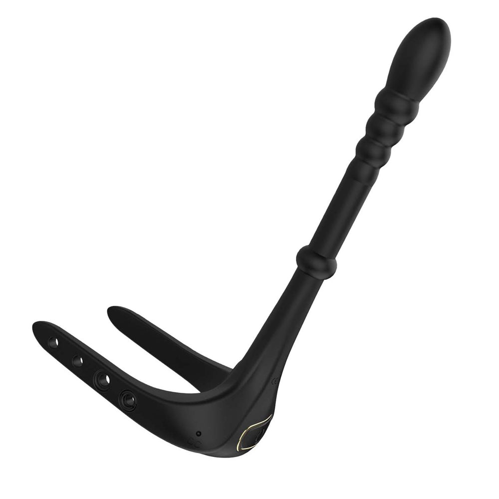 Nasstoys Magic Dual USB-Rechargeable Vibrating Cock Ring with Anal Plug, Body-Safe Silicone – Black