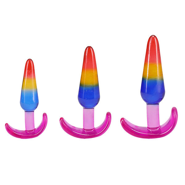 Doc Johnson Crystal Jellies Anal Trainer Set - Rainbow - 3 Sizes for Gradual Training