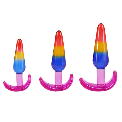 Doc Johnson Crystal Jellies Anal Trainer Set - Rainbow - 3 Sizes for Gradual Training