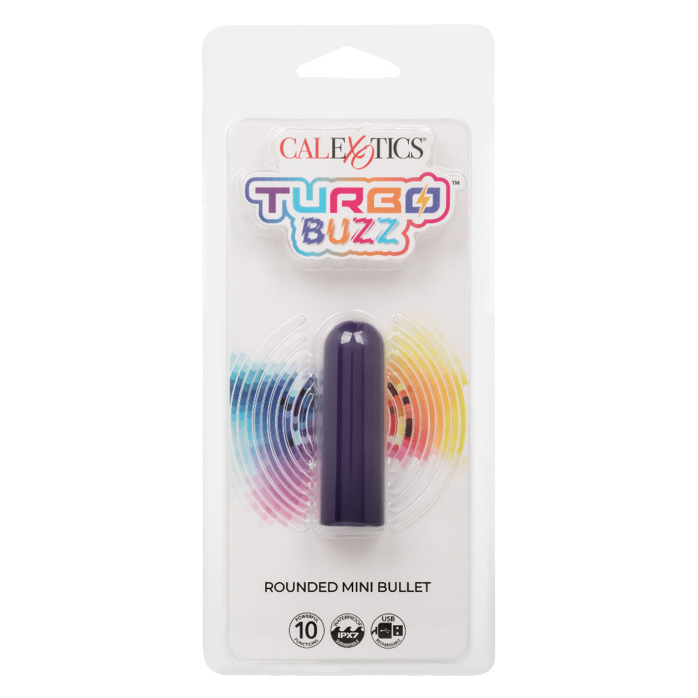 CalExotics Turbo Buzz Rounded Mini Bullet – Purple – Waterproof Multi-Function Stimulator